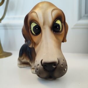 VINTAGE 1950's NORLEANS Japan Big Head Beagle Figurine ORIGINAL TAG